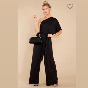 One Shoulder Black Jumpsuit